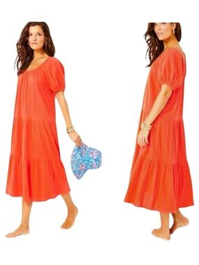 NWT Lilly Pulitzer Zemini Soft Crinkle Gauze Maxi Dress Flowy Beach Coverup XL